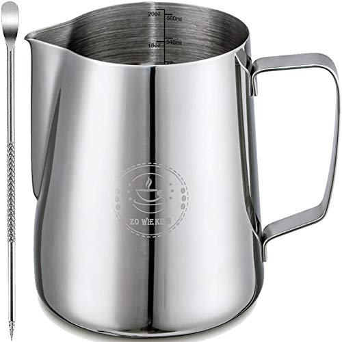 Milk Frothing Pitcher 20ozEspresso Steaming Pitcher 20ozEspresso Machine AccessoriesMilk Frother cup 20ozMilk Coffee Cappuccino Latte ArtStainless Steel Jug