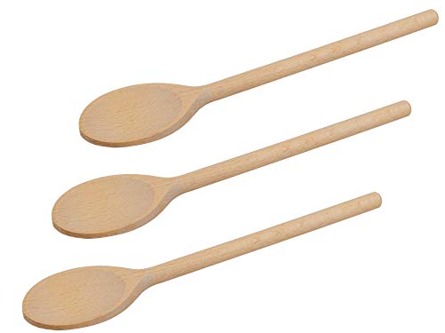 10 Inch Long Wooden Spoons for Cooking  Oval Wood Mixing Spoons for Baking Cooking Stirring  Sauce Spoons Made of Natural Beechwood  Set of 3