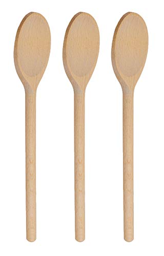 12 Inch Long Wooden Spoons for Cooking  Oval Wood Mixing Spoons for Baking Cooking Stirring  Sauce Spoons Made of Natural Beechwood  Set of 3
