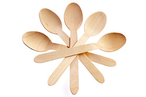 Concession Essentials Disposable Wooden Cutlery Spoons Compostable and Earth Friendly 625 Inch Length  Pack of 100 Spoons