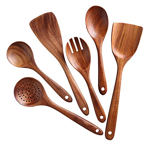 Kitchen Utensils SetNAYAHOSE Wooden Cooking Utensil Set Nonstick Pan Kitchen Tool Wooden Cooking Spoons and Spatulas Wooden Spoons for cooking salad fork