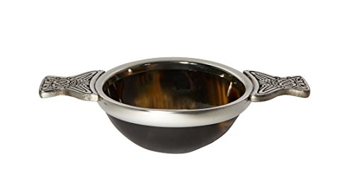 Wentworth Pewter  Medium Horn and Pewter Quaich Whisky Tasting Bowl Loving Cup Burns Night