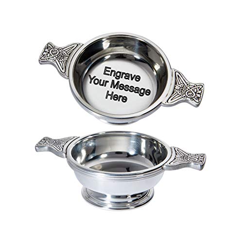 Wentworth Pewter  Standard Pewter Quaich Cup of Friendship Engraved Free Loving Cup Burns Night