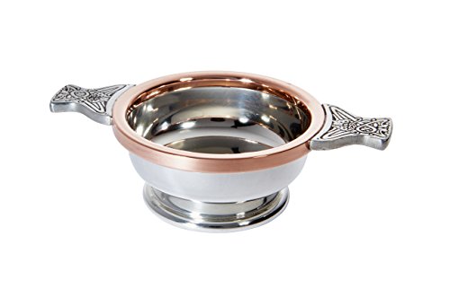 Wentworth Pewter  Standard Pewter and Copper Quaich Whisky Tasting Bowl Loving Cup Burns Night