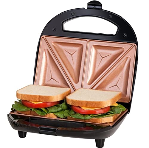 Gotham Steel Sandwich Maker Toaster Panini Press Breakfast Sandwich Maker with Nonstick Surface Makes 2 Sandwiches in Minutes with Easy Cut Edges and Indicator Lights College Dorm Room Essentials