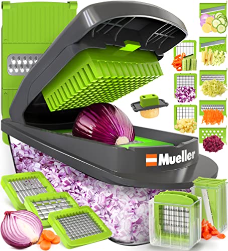 Mueller ProSeries 10in1 8 Blade Vegetable Slicer Onion Mincer Chopper Vegetable Chopper Cutter Dicer Egg Slicer with Container