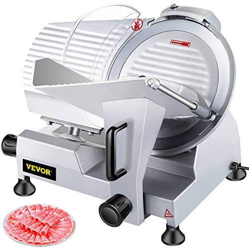 VEVOR Commercial Meat Slicer 10 inch Electric Food Slicer 240W Frozen Meat Deli Slicer Premium Chromiumplated Steel Blade SemiAuto Meat Slicer For Commercial and Home use