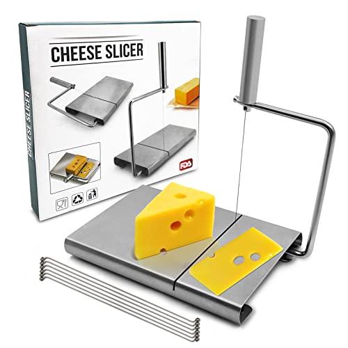 Cheese Slicer Wire Stainless Steel Chopping Board Wires Cheese Cutters With 6 Replacement Cutting Wire Cheese Butter Cutting Tool Kitchen Grater Cheese Tools