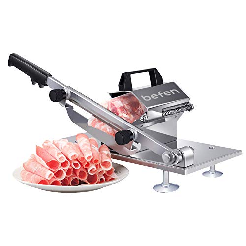 Manual Frozen Meat Slicer befen Upgraded Stainless Steel Meat Cutter Beef Mutton Roll Food Slicer Slicing Machine for Home Cooking of Hot Pot Shabu Shabu Korean BBQ