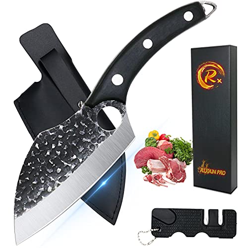 Hand Forged Chef Knife for Meat Cutting Boning Knife with Sheath  Sharpener Kitchen Knife Meat Cleaver Viking Knife Butcher Knives Fishing Fillet Knife for Deboning Camping BBQ