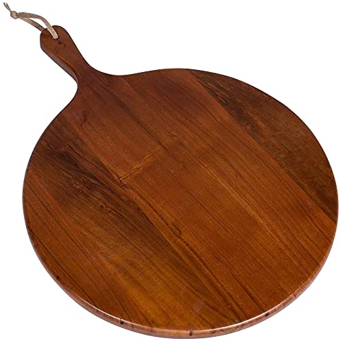 Wooden Cutting Board with Handle  Countertop Round Paddle Cutting Board for Meat Bread Serving Board Charcuterie Board