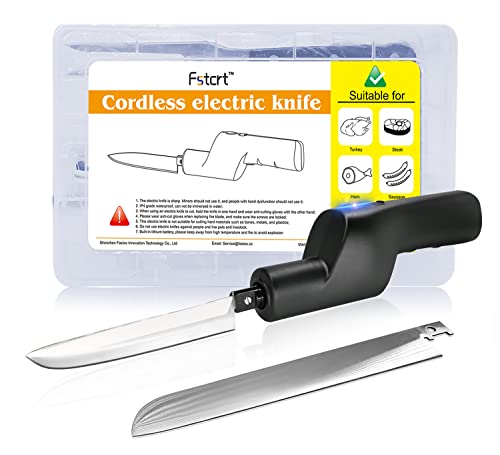 Fstcrt cordless electric knife Turkey knife Portable rechargeable lithium electric knife with safety lock Used for carving meat steak fish poultry bread vegetables handmade etc