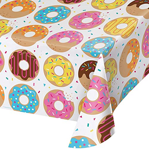 Creative Converting All Over Print Plastic Tablecover Donut Time 