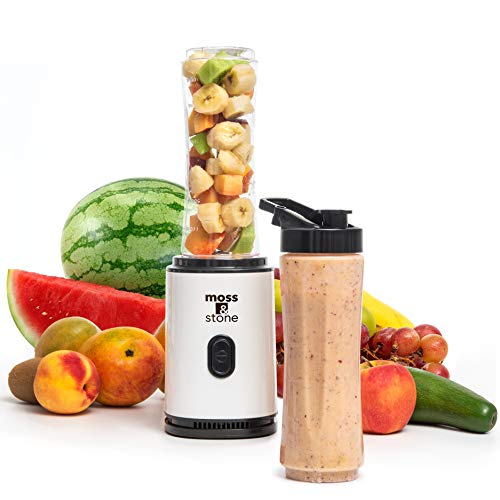 Moss  Stone Personal Blender Single Serve Shake  Smoothies Maker with Portable Travel Sport Bottle  Mini Juicer Single Serve Blender for Smoothies and Shakes  Bottle 20 oz White  Black)