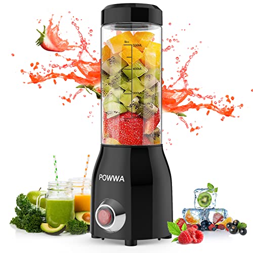 Personal Blenders POWWA Upgraded UltraSharp Blender for Shakes and Smoothies BPAFree 500ML Mini Juice Mixer with 4 3D Stainless Steel Blades IPX5 Waterproof OneButton Operation Small Juicer