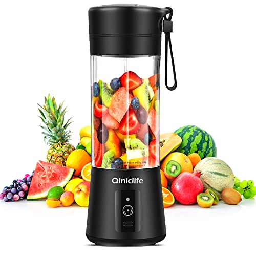 Portable BlenderTravel BlenderMini BlenderPersonal Mixer Fruit Rechargeable with USB380mlFruit Juice for Great Mixing(Black)