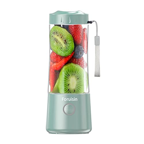 Portable Smoothie Blender Foruisin Personal Blender 14 OZ Mini Size Juicer Cup Small Blender for Shakes and Smoothies USB Rechargeable with Six Blades Light Blue