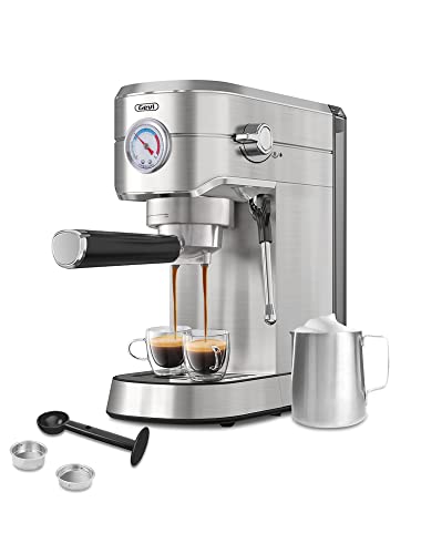 Gevi 20 Bar Compact Professional Espresso Coffee Machine with Milk FrotherSteam Wand for Espresso Latte and Cappuccino Stainless Steel 35 Oz Removable Water Tank (Machine)
