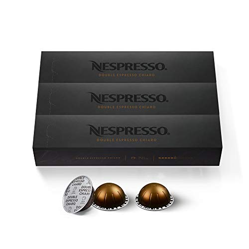 Nespresso Capsules VertuoLine Double Espresso Chiaro Medium Roast Espresso Coffee 30 Count Coffee Pods Brews 27 Ounce