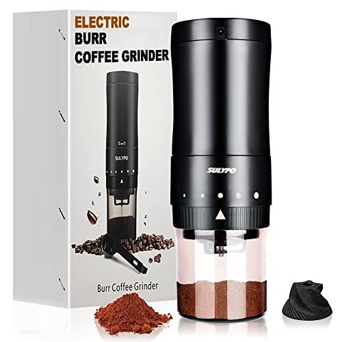 Sulypo Electric Burr Coffee Grinder with Cone Ceramic MillsAdjustable Setting SlowGrind Result Better Taste Coffee(upgraded inner)