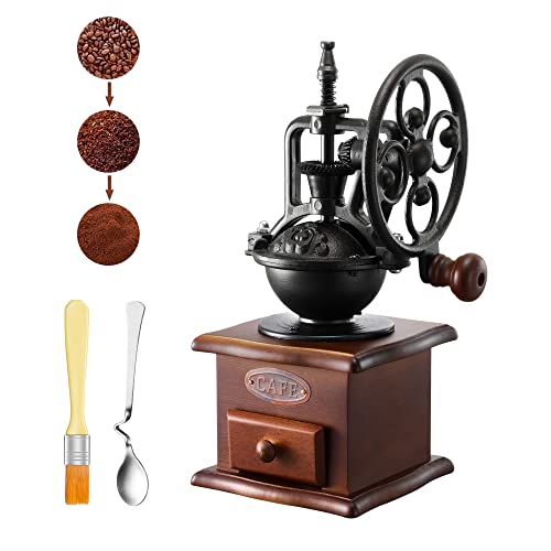 Manual Coffee GrinderHand coffee grinderCeramic Core Coffee Bean GrinderRoller Grain Mill Cast Iron Hand Crank Adjustable grinding of thickness Vintage Coffee Grinder 453x453x1063‘