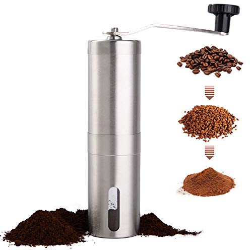 PARACITY Manual Coffee Bean Grinder Stainless Steel Hand Coffee Mill Ceramic Burr for Aeropress Drip Coffee Espresso French Press Turkish Brew coffee gift