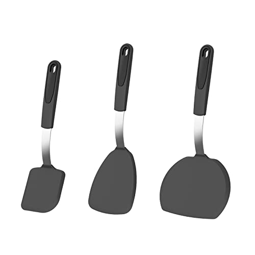 2022 Upgraded Silicone Spatula Set for Nonstick Cookware BANKKY Kitchen Cooking Utensils 600°F Heat Resistant Rubber Mini Spatulas No Scratch or Melting Turner for Eggs Baking Burgers 3 Packs