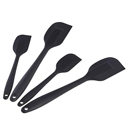 AmazonCommercial NonStick Heat Resistant Silicone Spatula Set 2 Small  2 Large Spatulas Black Pack of 4