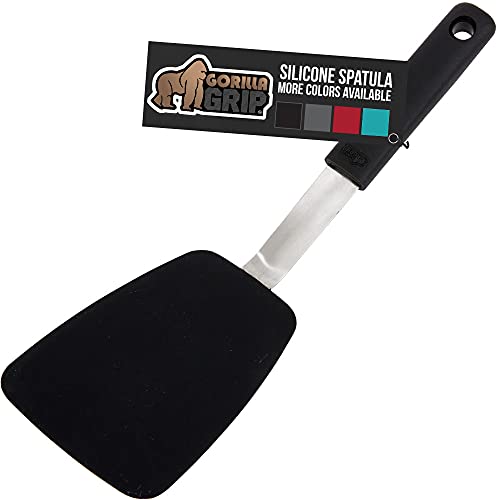 Gorilla Grip Nonstick Flexible Silicone Spatula Nonporous BPA Free Heat Resistant No Scratch Kitchen Cookware Comfortable Soft Handle Dishwasher Safe Flip Burgers Pancakes 116 Inch Black