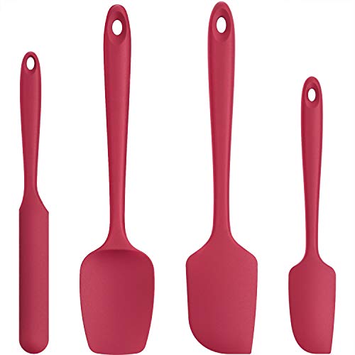 UTaste Silicone Spatula Set with 600 Degrees Fahrenheit Heat Resistant (Red)