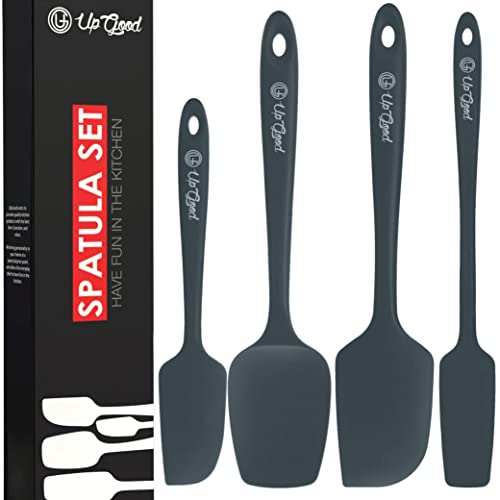 UpGood Silicone Spatula Set 600°F  High Heat Resistant Nonstick Small and Large Kitchen Spatulas  Flexible BPA Free Professional Grade Cookware  Utensils for Cooking Baking Mixing(4 Pcs Grey)