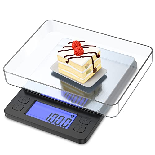 Digital Food Scale Kitchen Scale for Food Ounces and Grams High Accuracy Mini Gram Scale for Cooking Baking Jewelry Tare Function 2 Trays LCD Display (Black)