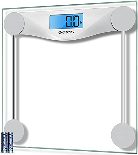 Etekcity Digital Body Weight Bathroom Scale Large Blue LCD Backlight Display High Precision Measurements6mm Tempered Glass 400 Pounds