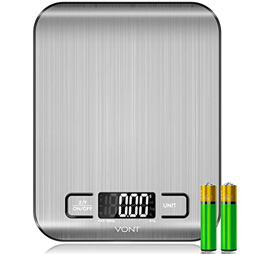 Vont Milo Kitchen Scale Food Scale Digital  Mechanical Scale with Beautiful LCD Screen 6 Measurement Units Gram Scale Used for Weight Loss Baking Cooking 304 Food Grade Stainless Steel