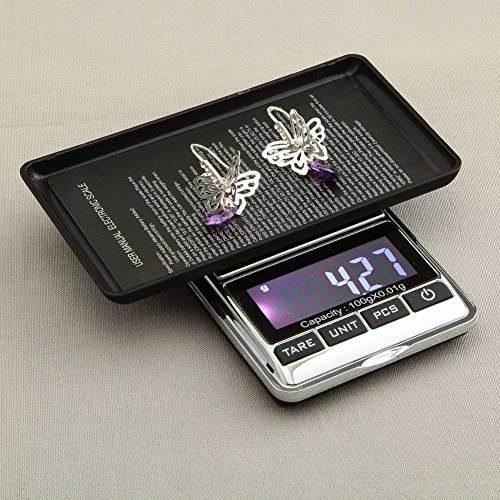 Portable Electronic Balance Gram Digital Pocket Jewelry  Kitchen Food Weighing 100g001g ScaleCompact Tare Stainless Steel ReloadingLCD Backlit Display