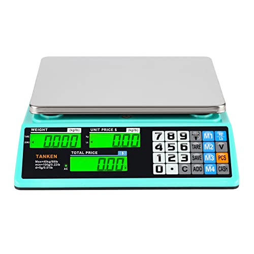 Price Computing Scale Digital Food Commercial Scale 88lb  40kg Electronic Counting Scale with Green LCD Backlight for Farmers Markets Retail Stores Meat Vegetables and Fruits of Weighing Scale