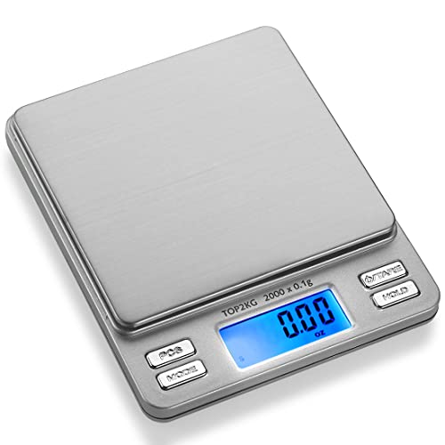 Smart Weigh Digital Pro Pocket Scale 2000g x 01gramJewelry Scale Coffee Scale Food Scale with Tare Hold and Counting Function BackLit LCD Display