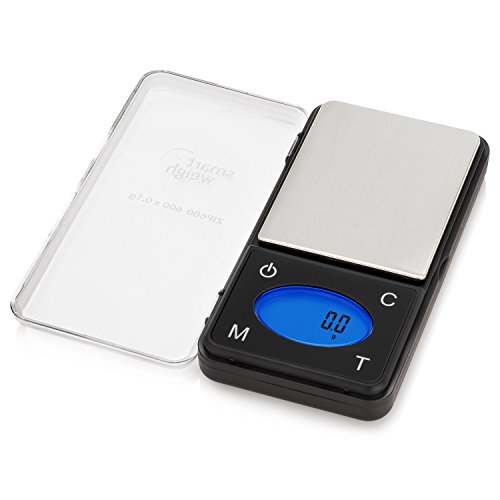 Smart Weigh ZIP600 Ultra Slim Digital Pocket Scale 600g by 01g with Counting FeatureGram Scale and Ounce Scale High Precision Accuracy