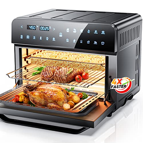 263QT25L ExtraLarge Air Fryer Toaster Oven Convection Oven Countertop Bake  Broil 12in1 Air Fryer Convection Toaster Oven Combo Digital Control Multifunction Pizza Oven Black Nonstick Stainless Steel