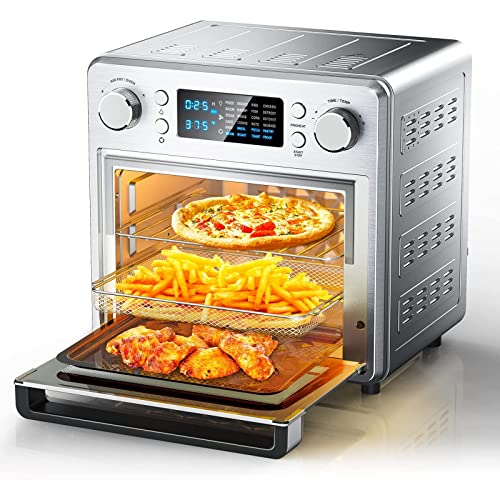 Air Fryer Toaster Oven Combo Countertop Convection Ovens  24in1 Air fry Bake Broil Toast Roast Dehydrate Defrost and More Functions 15L159QT Capacity 10 Accessories LCD Display Stainless Steel