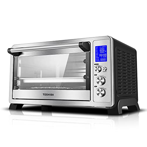 TOSHIBA AC25CEWSS Large 6Slice Convection Toaster Oven Countertop 10InOne with Toast Pizza and Rotisserie 1500W Stainless Steel Includes 6 Accessories
