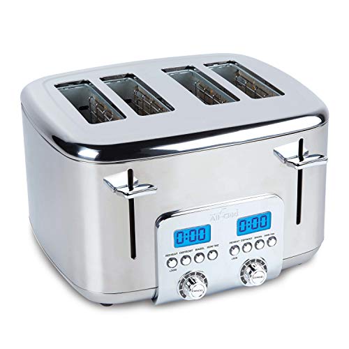AllClad TJ824D51 Stainless Steel Digital Toaster with Extra Wide Slot 4Slice Silver