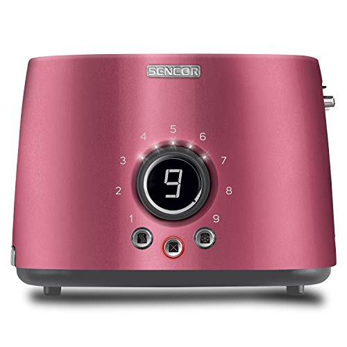 Sencor STS6054RD Premium Metallic 2slot High Lift Toaster with Digital Button and Toaster Rack Red