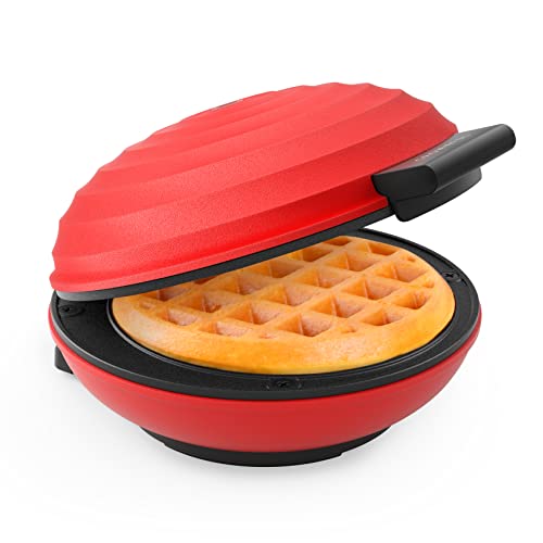 CROWNFUL Mini Waffle Maker Machine 4 Inches Portable Small Compact Design Easy to Clean NonStick Surface Recipe Guide Included Perfect for Breakfast Dessert Sandwich or Other Snacks Red