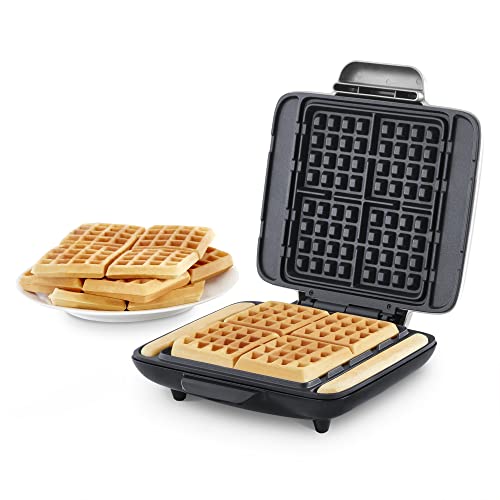 DASH Deluxe NoDrip Belgian Waffle Iron Maker Machine 1200W  Hash Browns or Any Breakfast Lunch  Snacks with Easy Clean NonStick  Mess Free Sides Silver