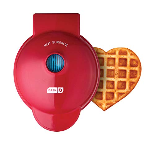 DASH Mini Waffle Maker Machine for Individuals Paninis Hash Browns  Other On the Go Breakfast Lunch or Snacks with Easy to Clean NonStick Sides Red Heart 4 Inch