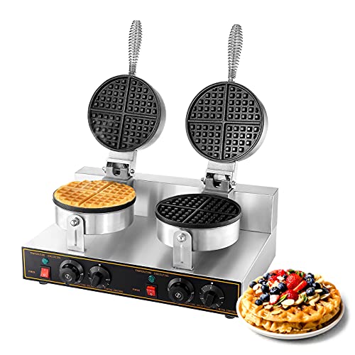 DynaLiving Waffle Maker Electric Waffle Iron Cone Machine 110V Stainless Steel Nonstick Double Head Waffle Furnace Suitable for Bakery Restaurant Snack Bar or Household