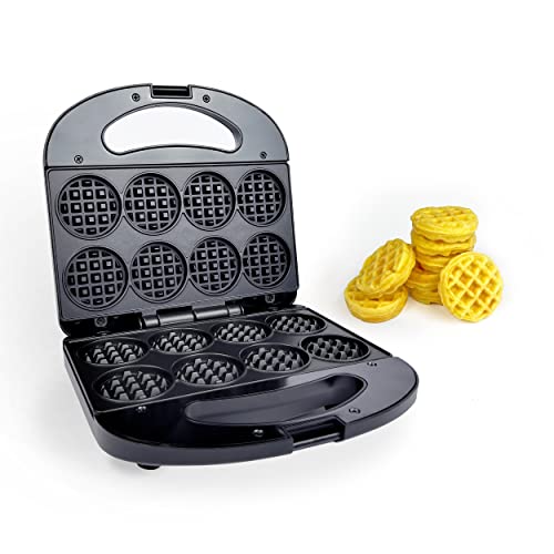 FineMade Mini Waffle Maker Machine Small Waffle Bites Maker for Kids Makes 8 x 2 Tiny Waffle Bites Ideal for Breakfast Snacks Desserts and More