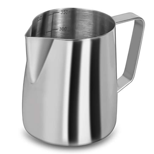 Milk Frothing Pitcher 12 Oz Milk Frother Steamer Cup Stainless Steel Espresso Cup