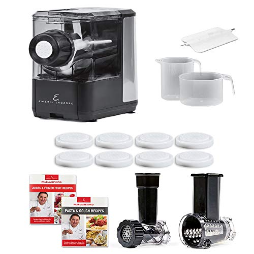 Emeril Lagasse Pasta  Beyond Automatic Pasta and Noodle Maker with Slow Juicer  8 Pasta Shaping Discs Black